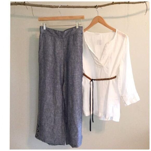 SIGRID Olsen Linen Wide Leg Cropped Pants Size Small - Picture 7 of 8